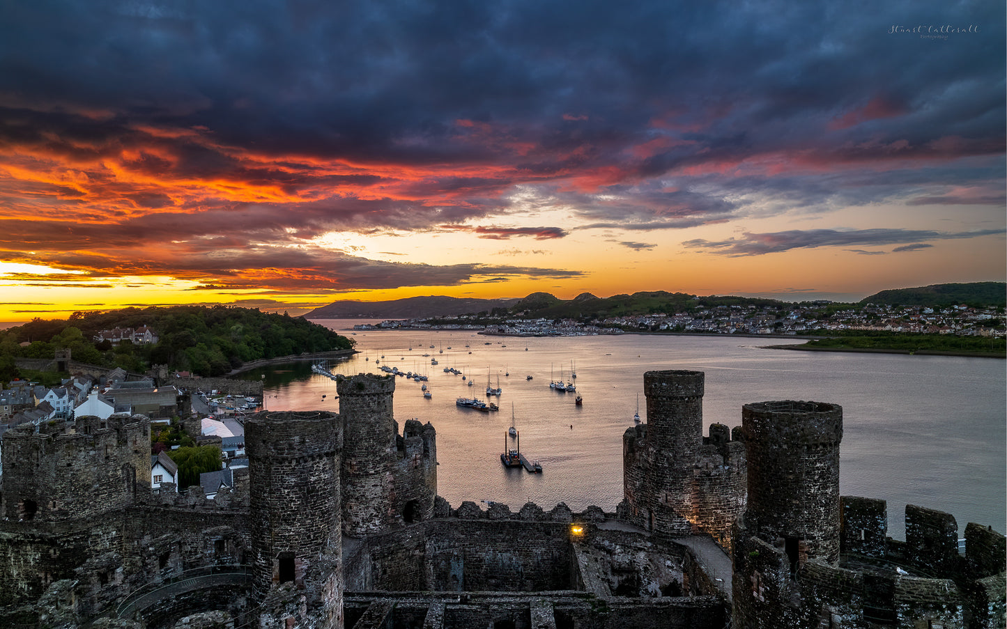 Sunset through the castle